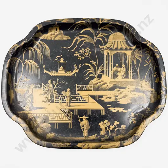 Decorative Chinoiserie Metal Tray