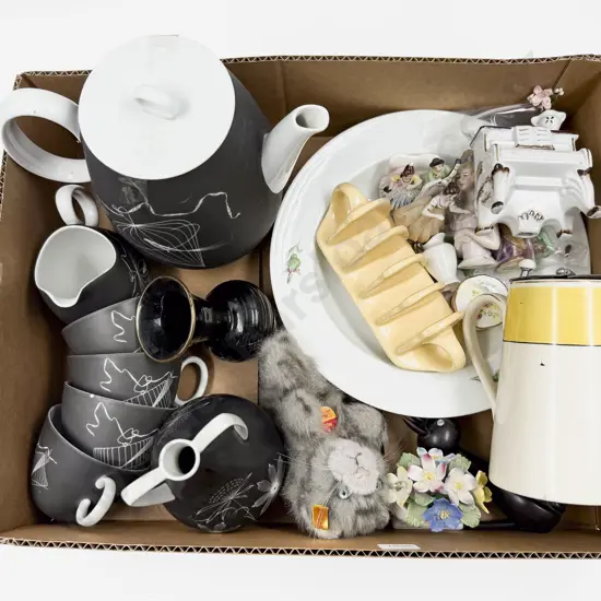 Box of Assorted China with Figures and Ornaments