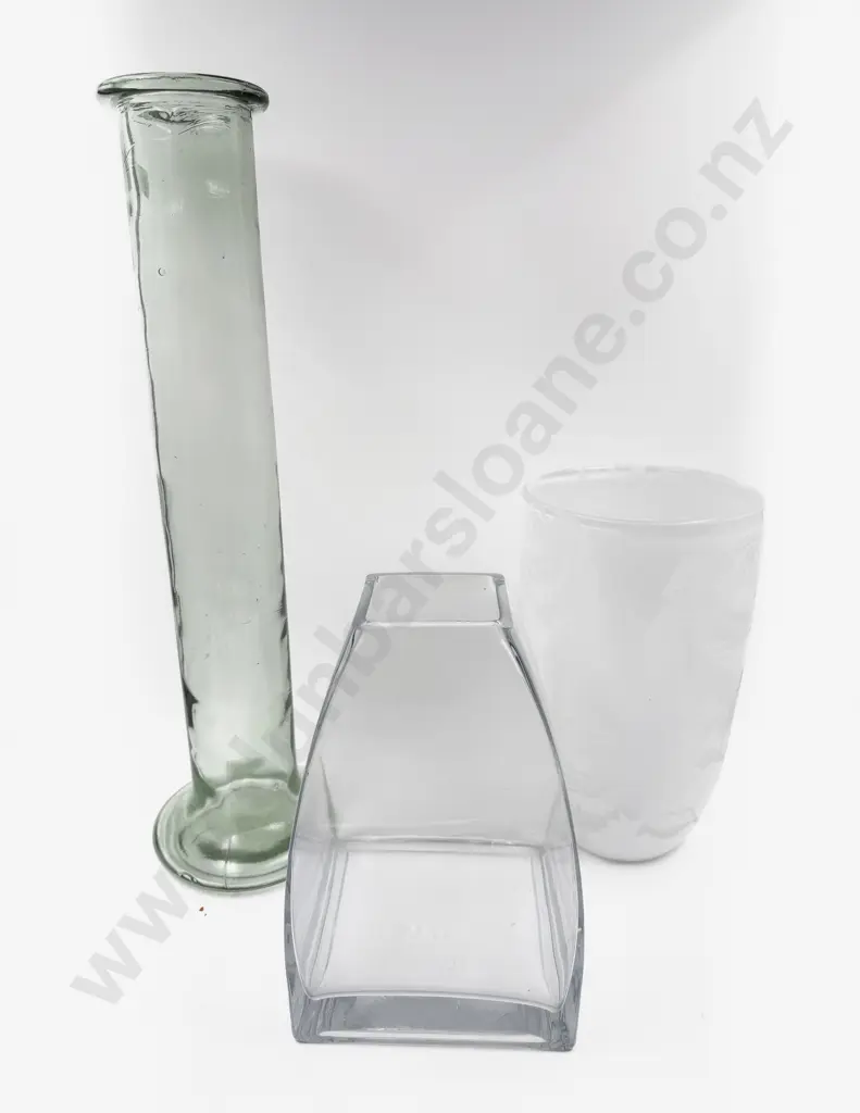 Three Assorted Glass Vases Image 1++