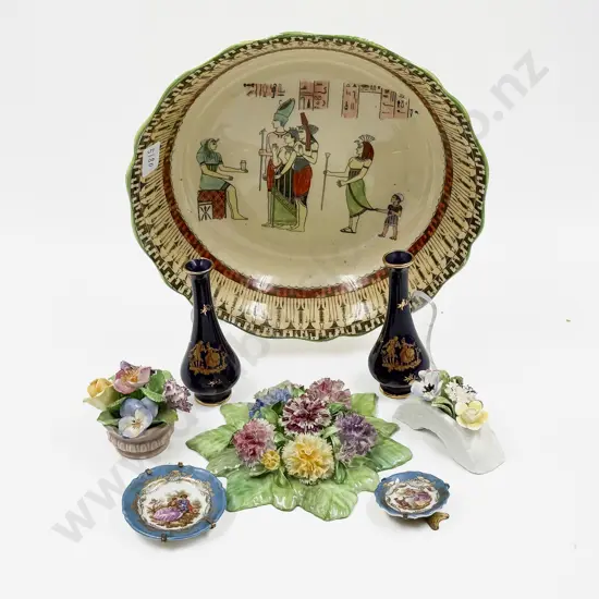 RD Bowl with Assorted Floral Ornaments etc