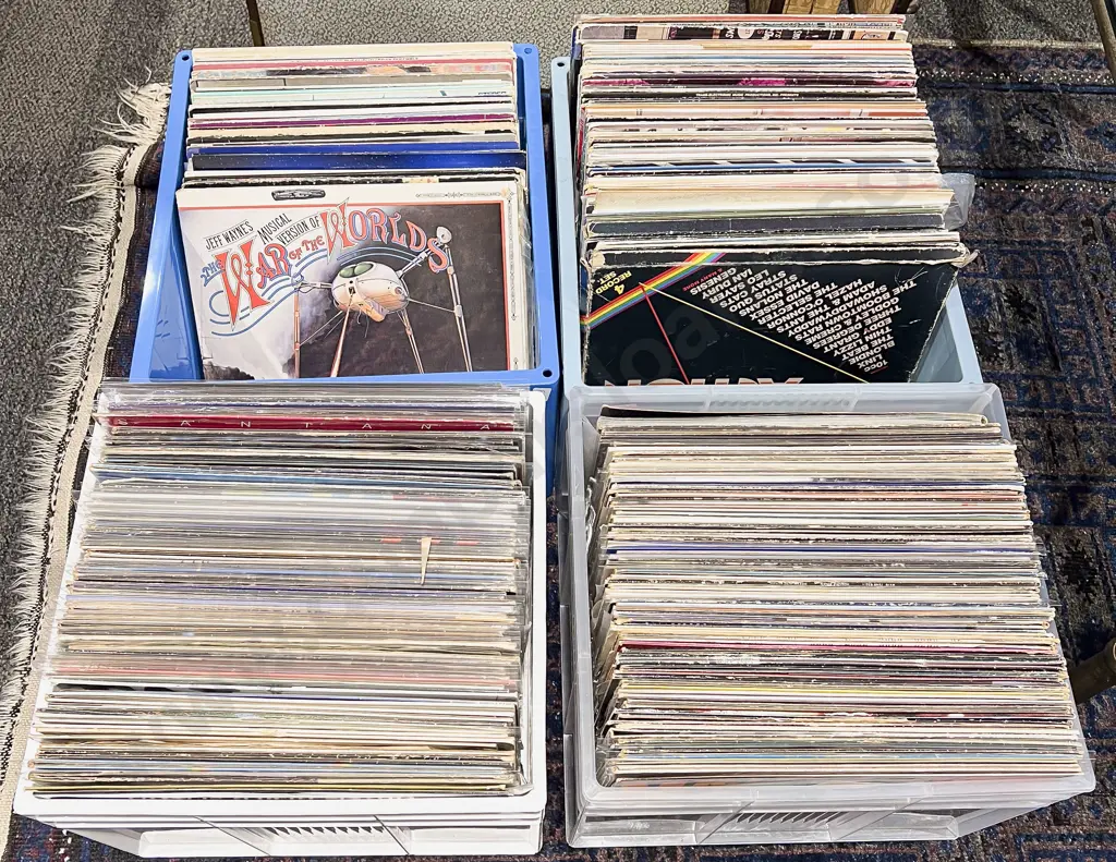 Four Boxes of Assorted Vinyl Records Image 1++