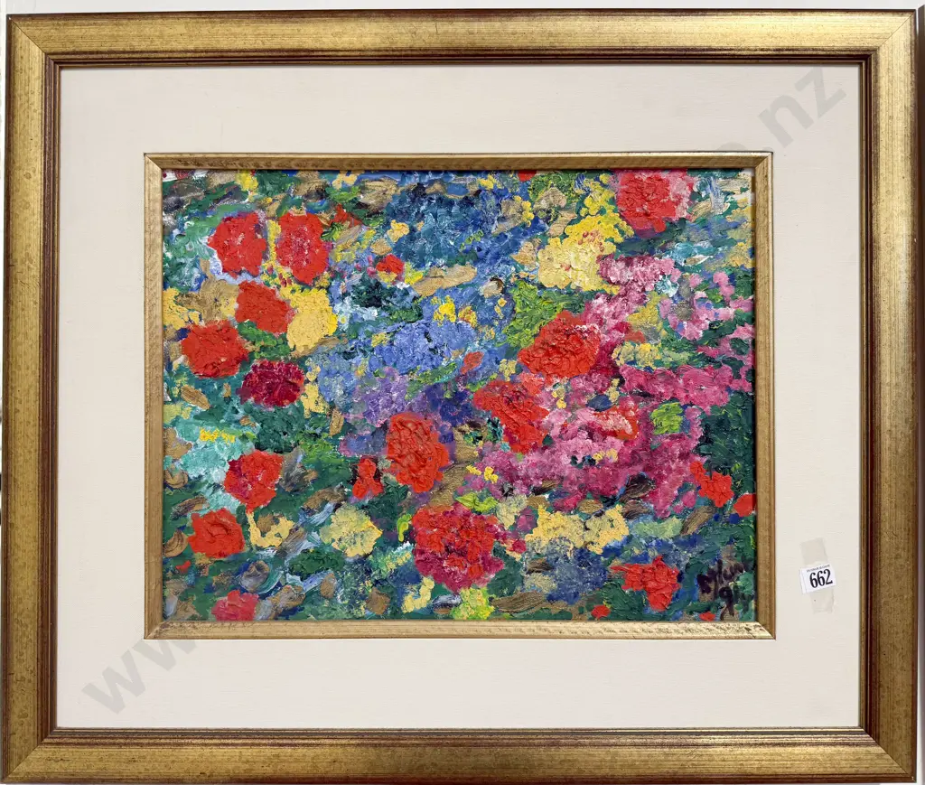 Indistinctly Signed - Floral Study - Oil on Canvas Image 1++
