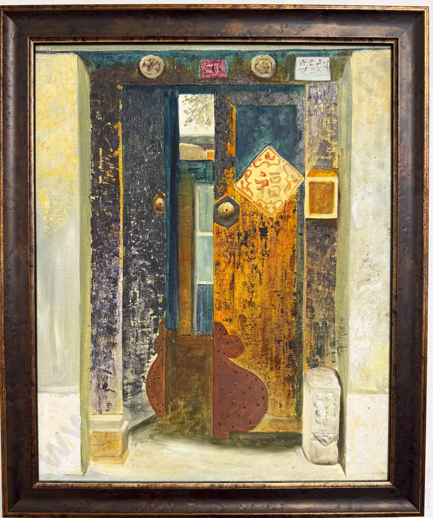 Unknown Artist - Abstract Interior Scene - Oil on Canvas Image 1++