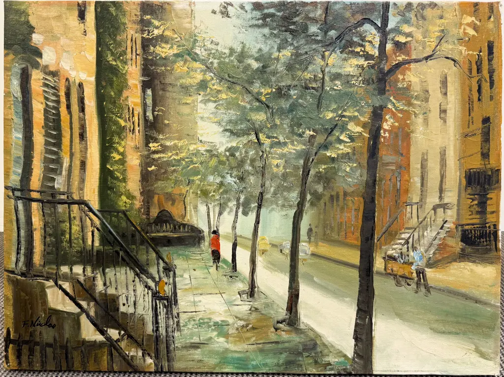 F Nicolas - European Street Scene - Oil on Canvas Image 1++