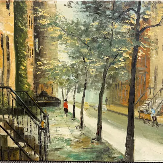 F Nicolas - European Street Scene - Oil on Canvas