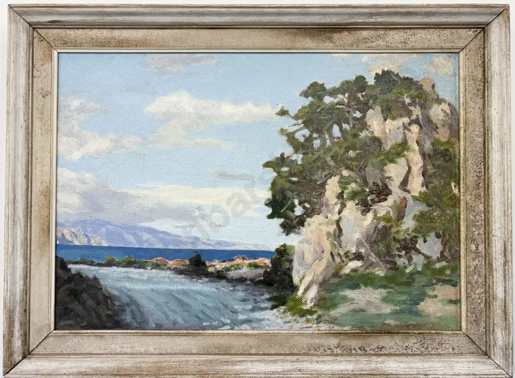 P K Kingdon - A Coastal Road - Wellington - Oil on Board Image 1++