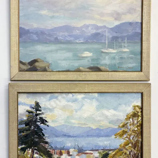 Bernice Smart - Punch & Judy and Harbour Scene - Oil on Board (2)