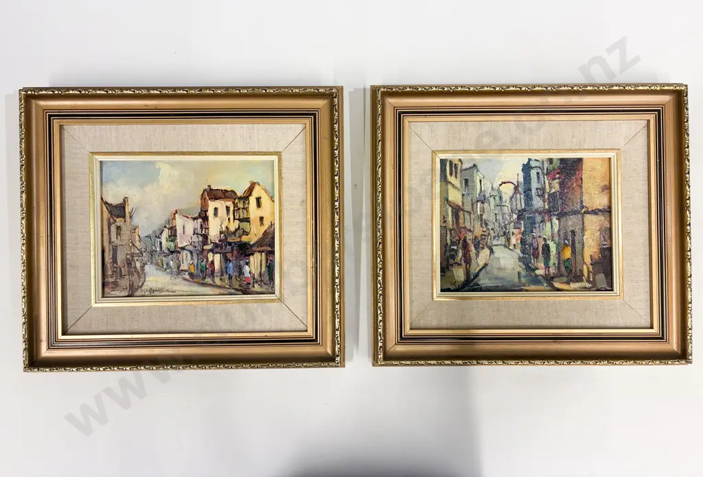 Pair H G V Aswald Street Scenes - Oil on Board (2) Image 1++
