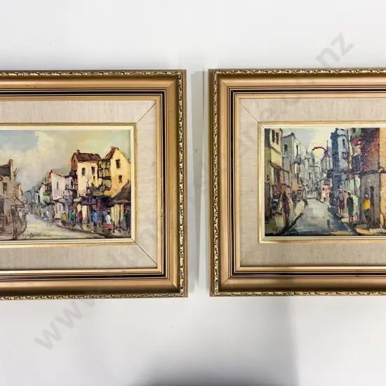 Pair H G V Aswald Street Scenes - Oil on Board (2)