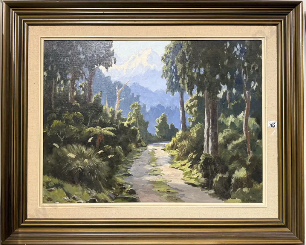 E B Lattey - Gillespies Road - Westland - Oil on Canvas Image 1++