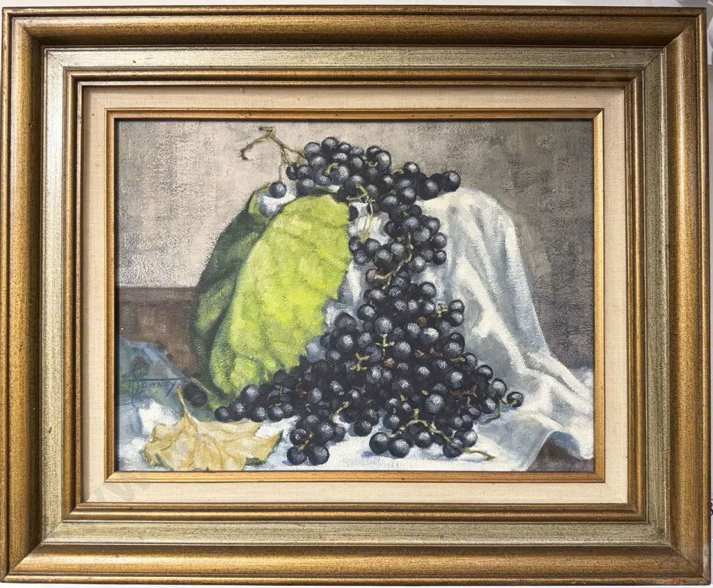 Downey - Still Life with Grapes - Oil on Canvas Image 1++