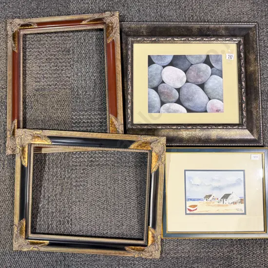 Pair Ornate Frames together with Two Original Artworks