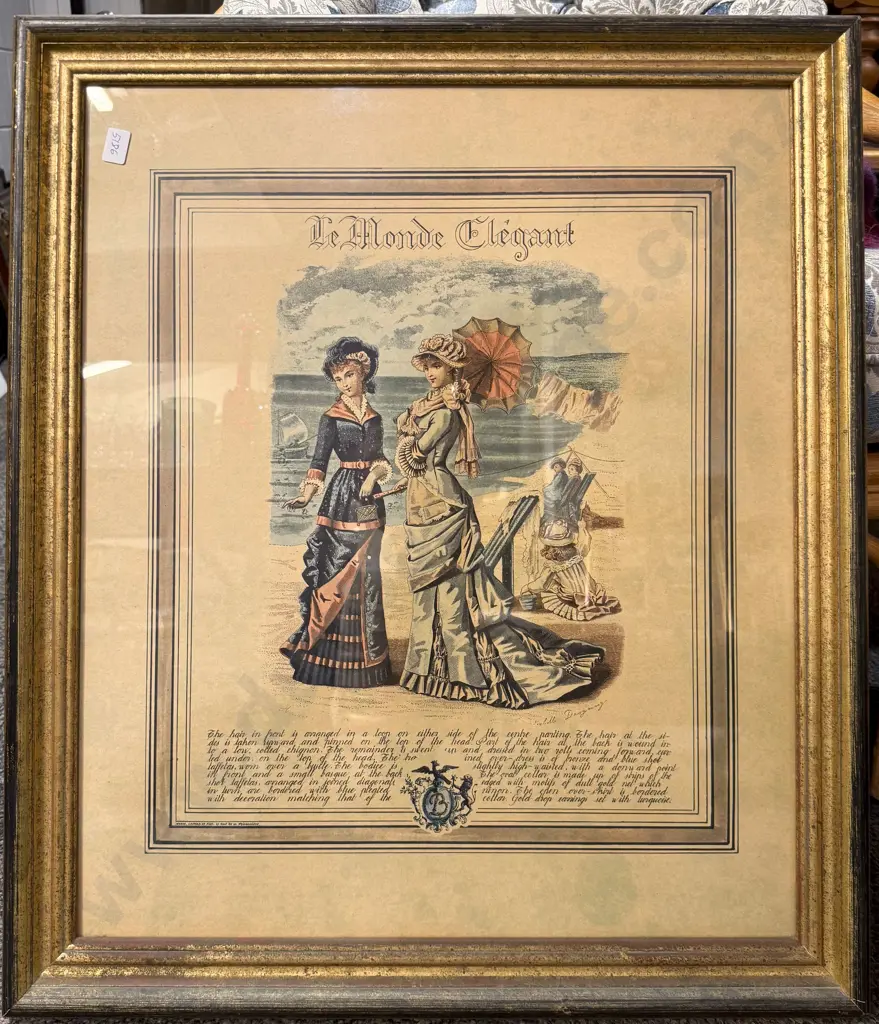 Pair Framed Reproduction French Fashion Plates Image 1++
