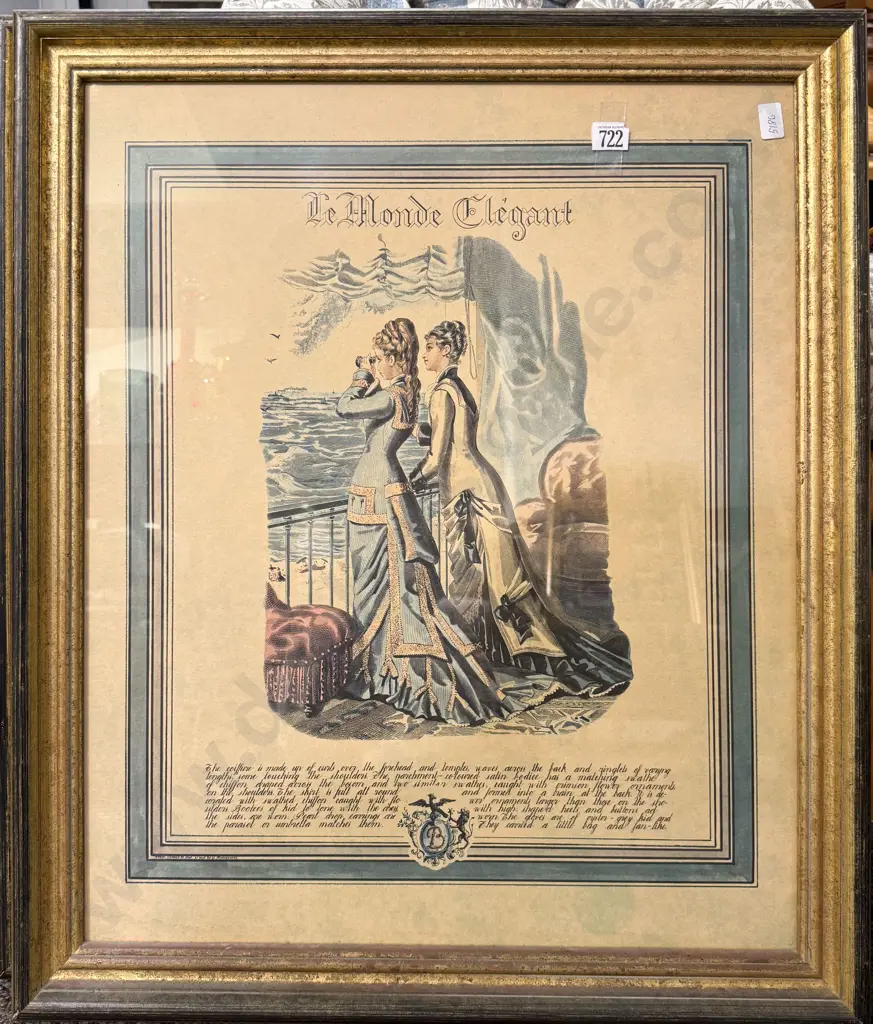 Pair Framed Reproduction French Fashion Plates Image 1++