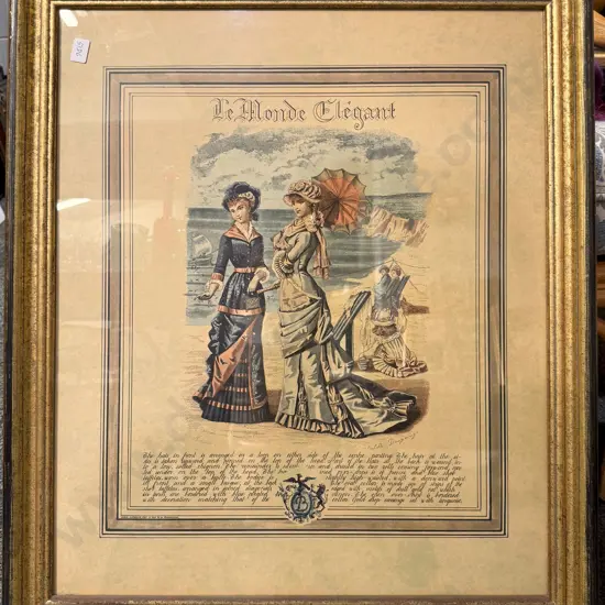 Pair Framed Reproduction French Fashion Plates