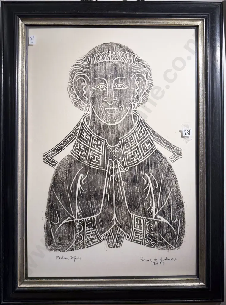 Richard de Hakebourne - Merton Oxford - Reproduction Brass Rubbing Image 1++