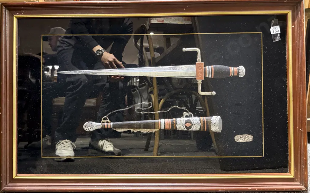 Framed Reproduction Dagger & Sheath Image 1++