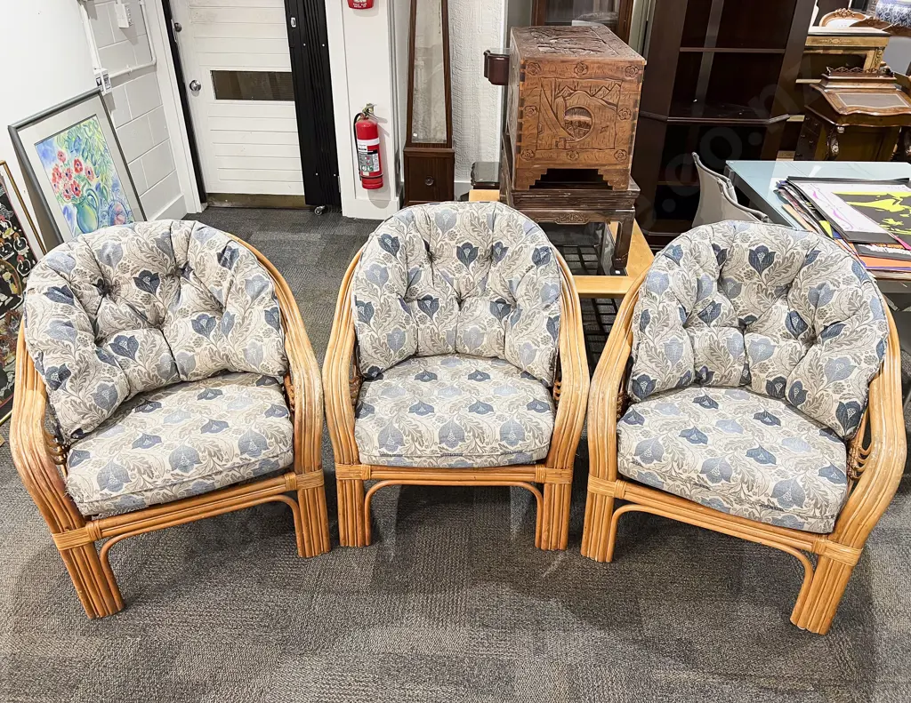 Three Cane Conservatory Arm Chairs Image 1++