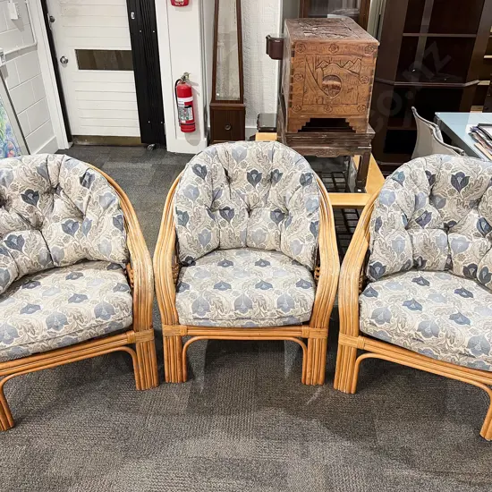 Three Cane Conservatory Arm Chairs