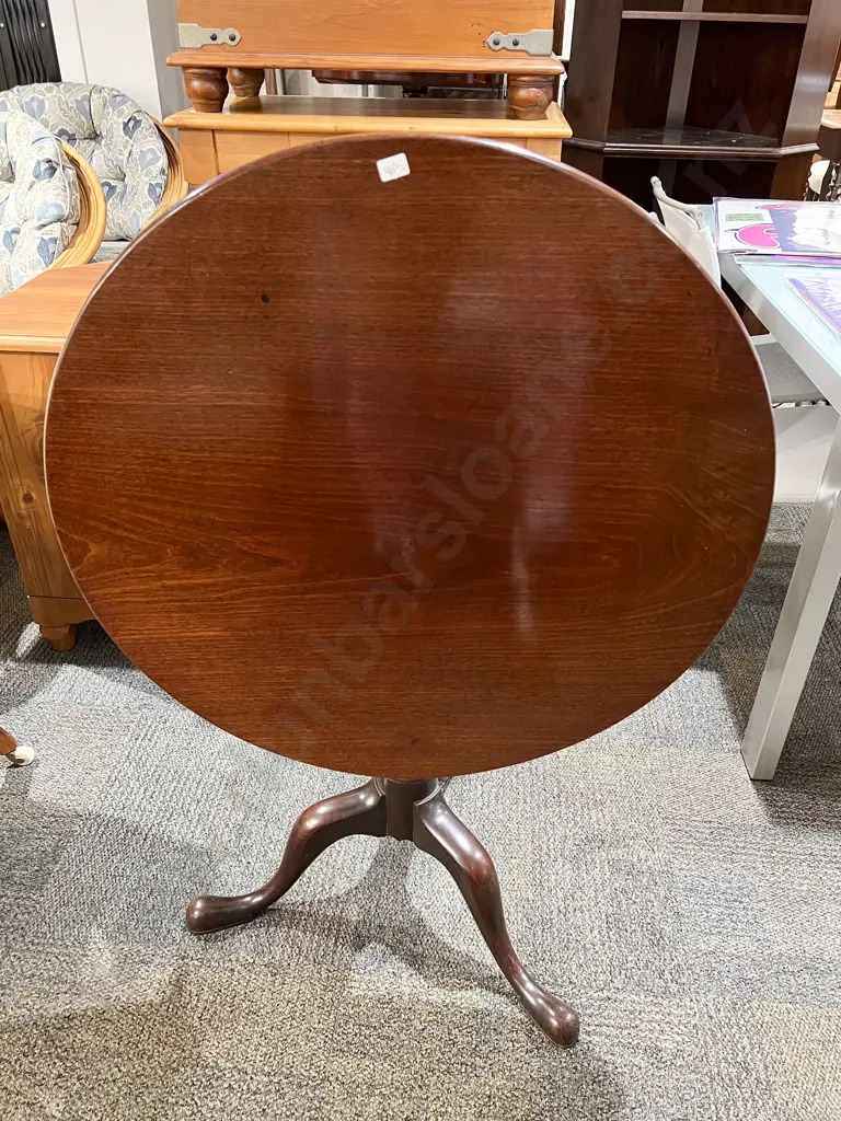 Geo III Mahogany Circular Snap Top Wine Table Image 1++