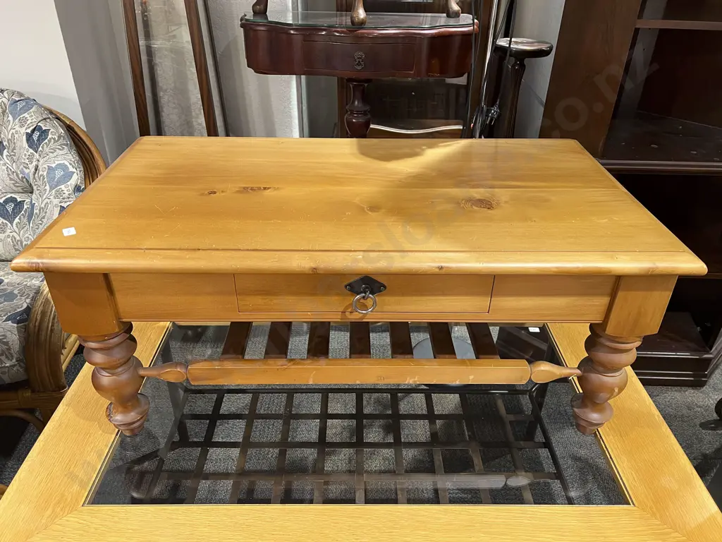 Single Drawer Coffee Table with Slatted Under Tier Image 1++
