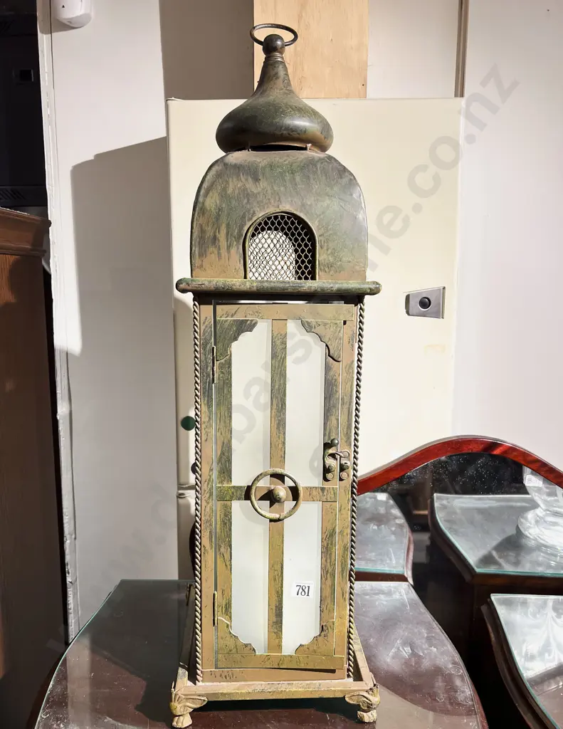 Brass and Frosted Glass Lantern Image 1++