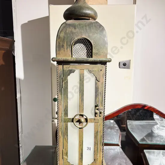 Brass and Frosted Glass Lantern