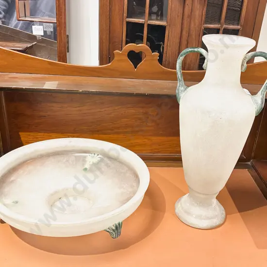 Decorative Glass Vase with Matching Footed Table Bowl