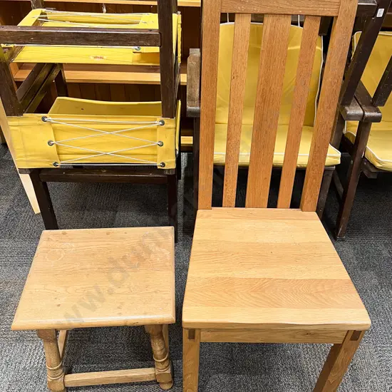 Oak Slat Back Dining Chair together with Stool