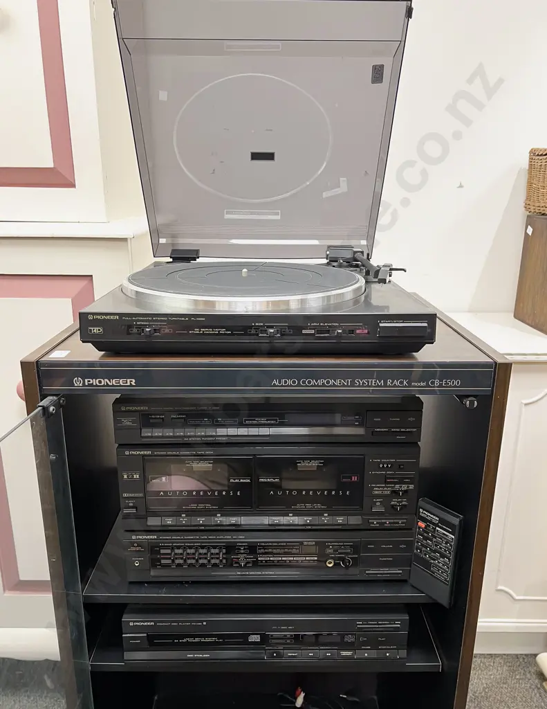Pioneer Stereo System with Cabinet and Pair of Floor Standing Speakers Image 1++