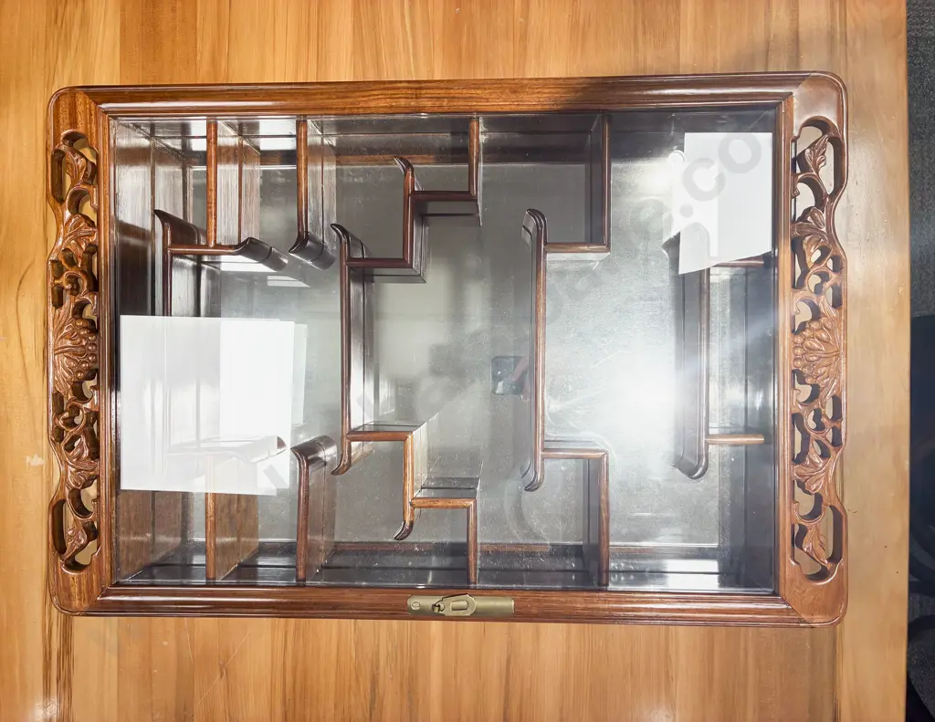 Japanese Mirror Back & Glazed Door Curio Wall Cabinet Image 1++