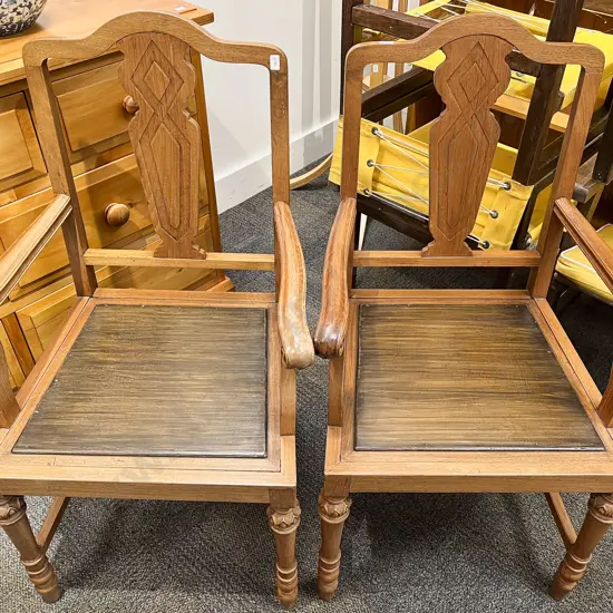 Pair Teak Open Armchairs