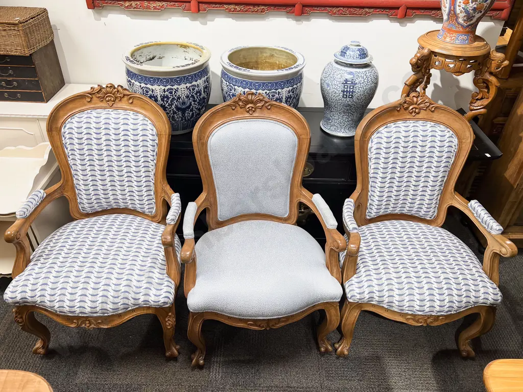 Three Modern French Style Salon Chairs Image 1++