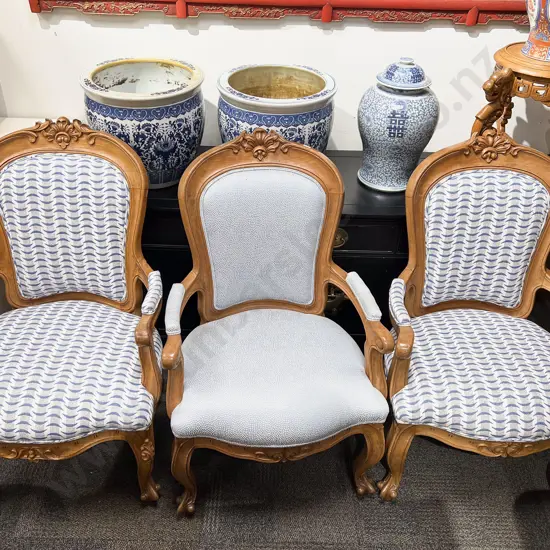 Three Modern French Style Salon Chairs