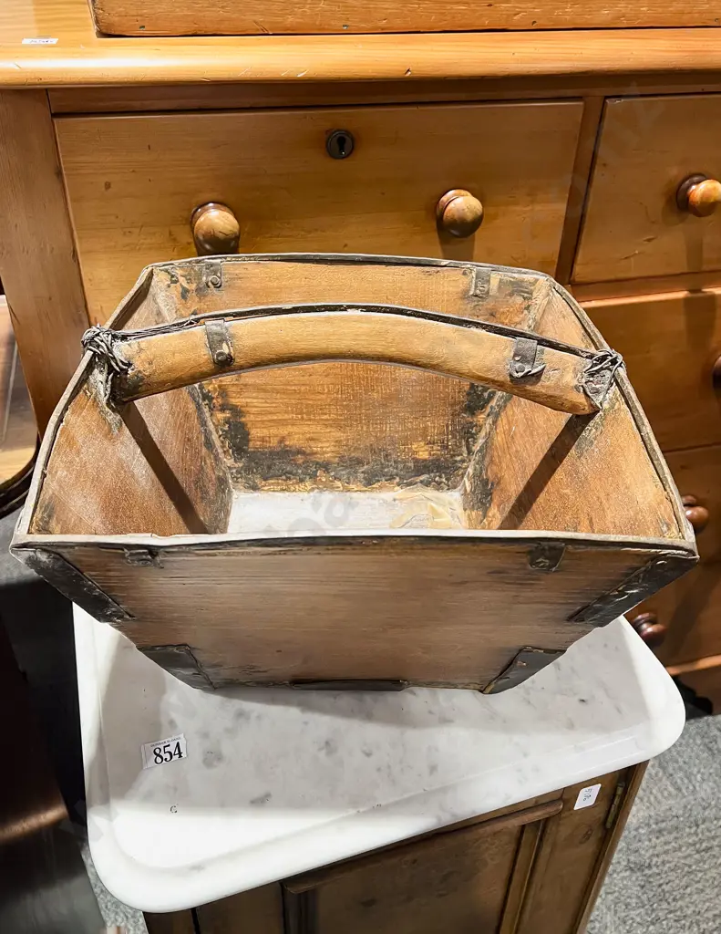 Chinese Elm Antique Grain Bucket Image 1++