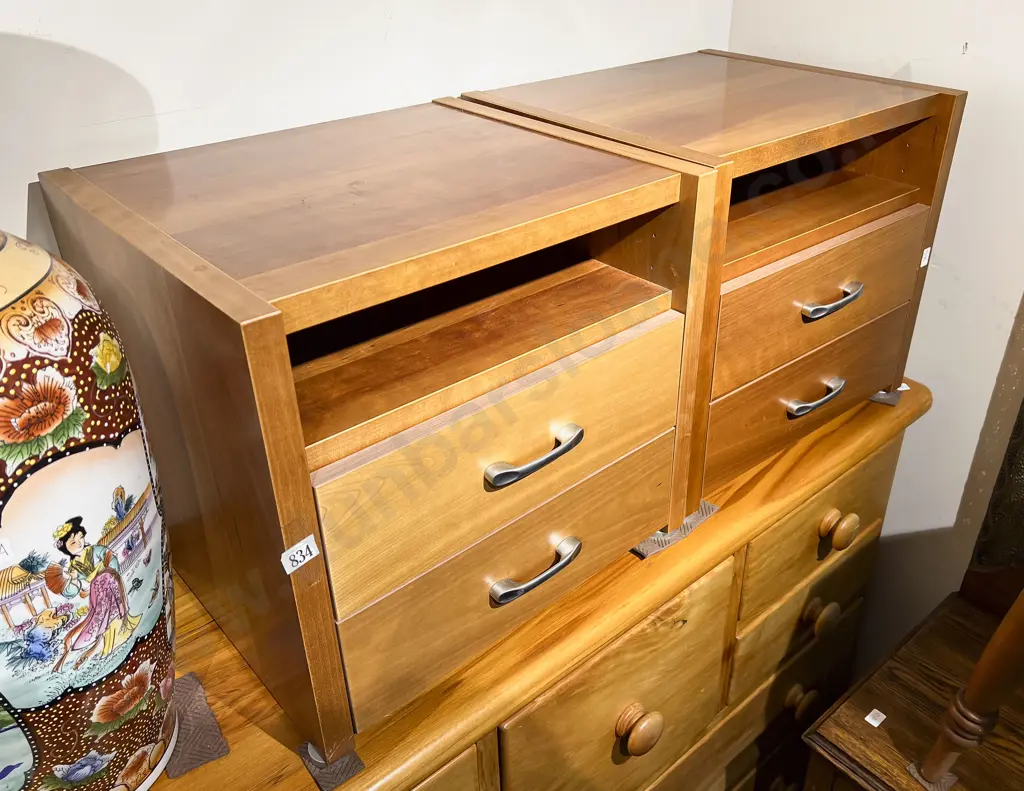 Pair of Small Modern Two Drawer Bedside Tables Image 1++