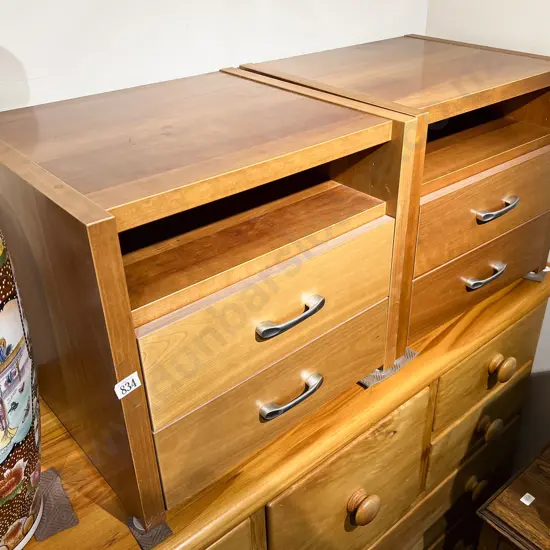 Pair of Small Modern Two Drawer Bedside Tables