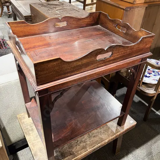 Reproduction Geo III Style Mahogany Butler's Tray On Stand