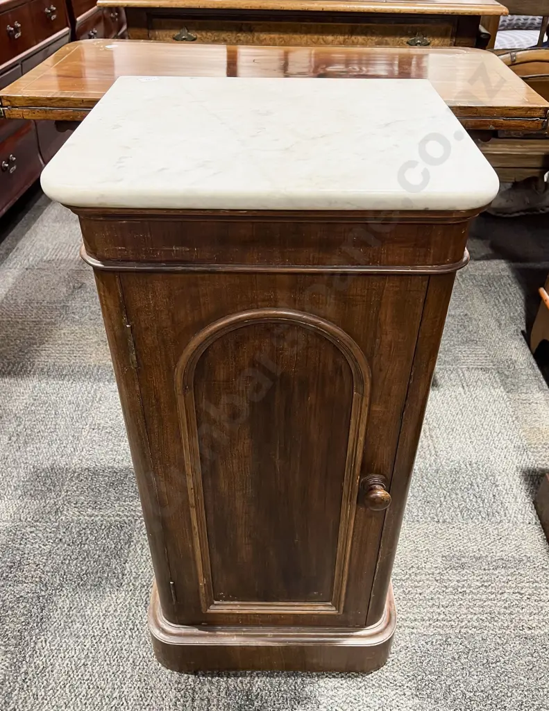 Victorian Mahogany Marble Top Pot Cupboard Image 1++