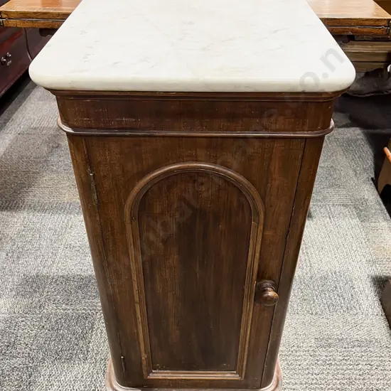 Victorian Mahogany Marble Top Pot Cupboard