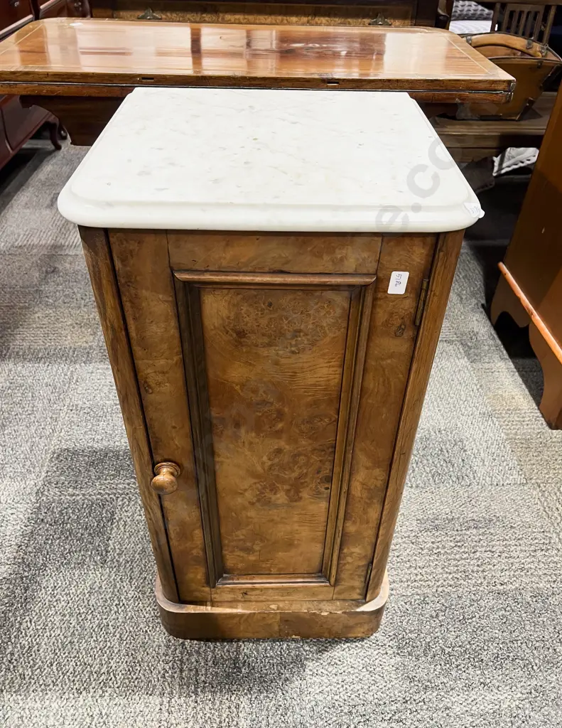 Victorian Walnut Marble Top Pot Cupboard Image 1++