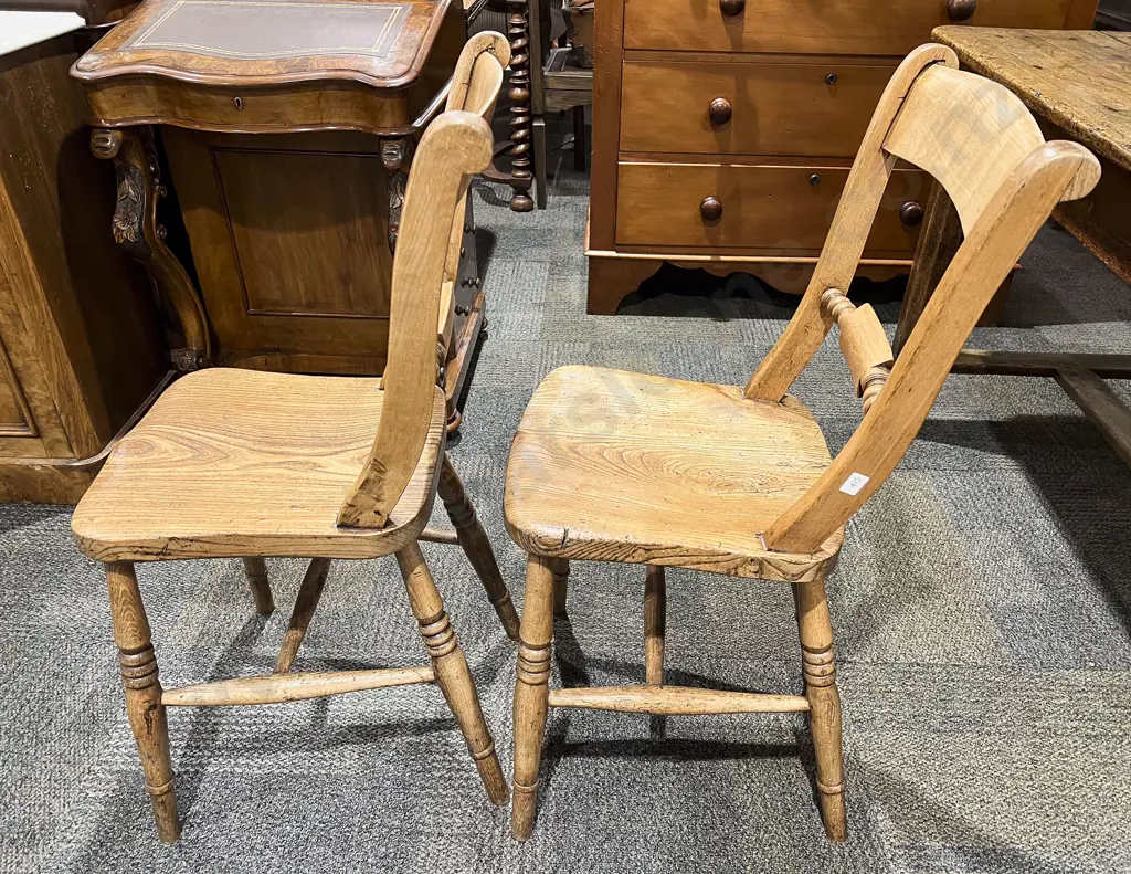 C18th French Farmhouse Refectory Dining Table & Six Oxford Bar Back Elm Dining Chairs Image 1++