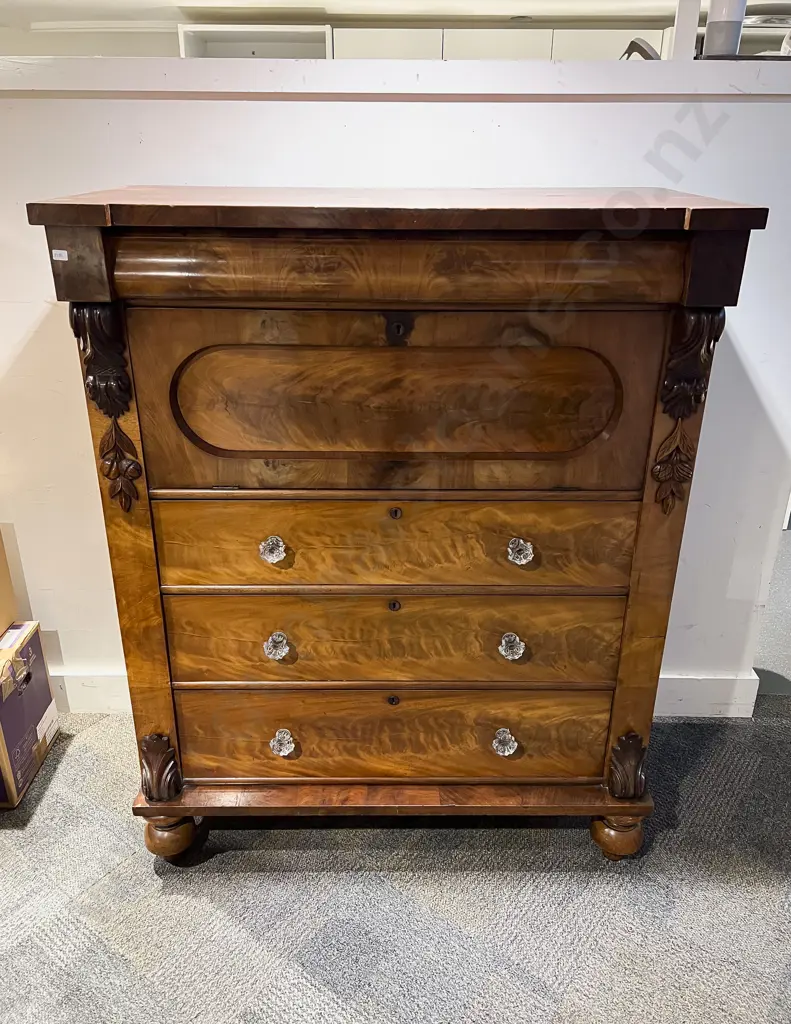 Unusual Victorian Mahogany Secretaire Scotch Chest Image 1++