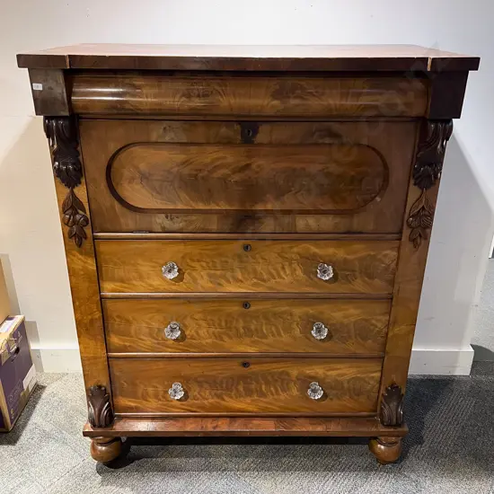 Unusual Victorian Mahogany Secretaire Scotch Chest