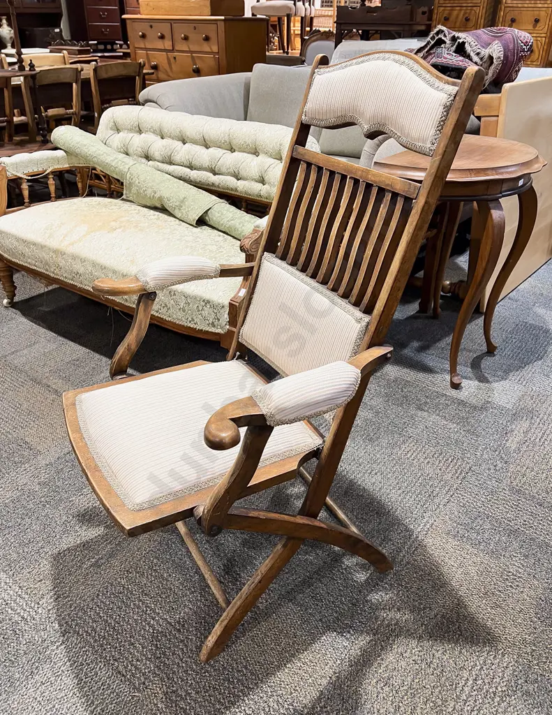 Edwardian Colonial Walnut Folding Chair Image 1++