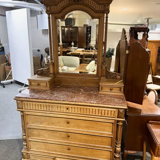Late C19th French Walnut Duchess With Rouge Marble Top