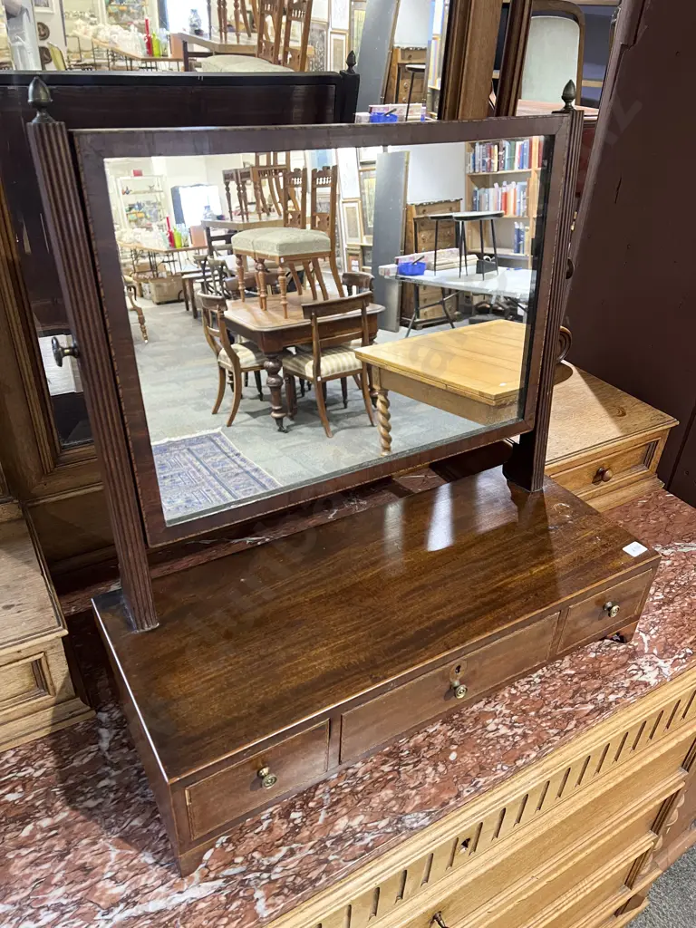 Sheraton Revival Mahogany Toilet Swing Mirror Image 1++