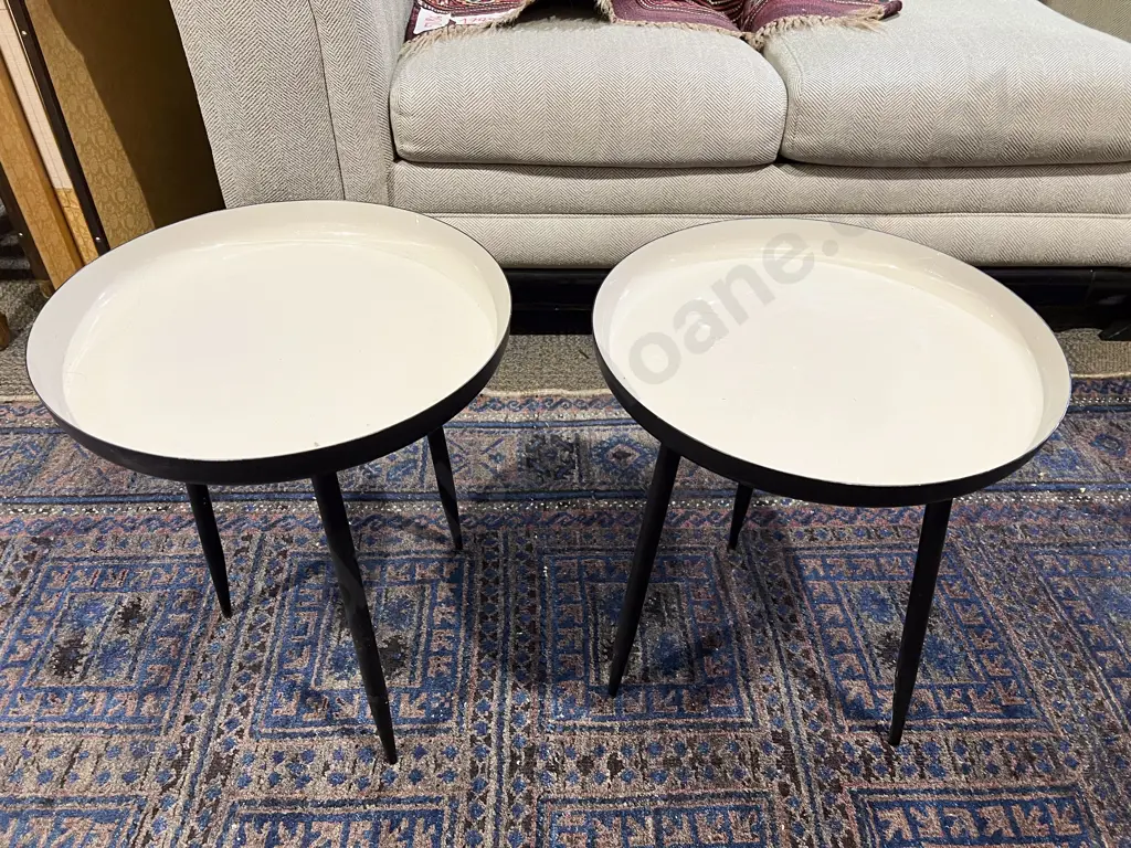 Pair of Modern Dished Metal Side Tables Image 1++