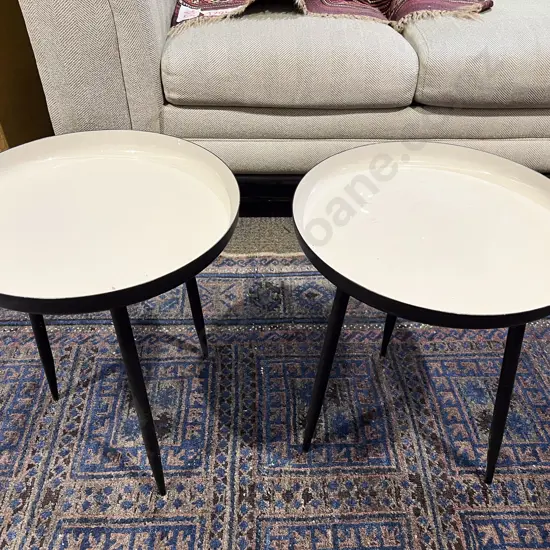 Pair of Modern Dished Metal Side Tables