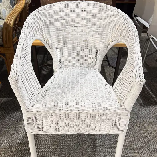White Painted Wicker Tub Chair